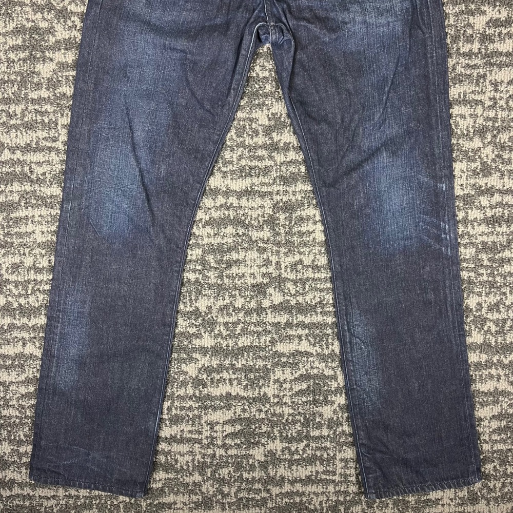 Lucky Brand 121 Heritage Slim Jeans Mens 32x32 Dark Indigo Denim Button Fly - Picture 11 of 14